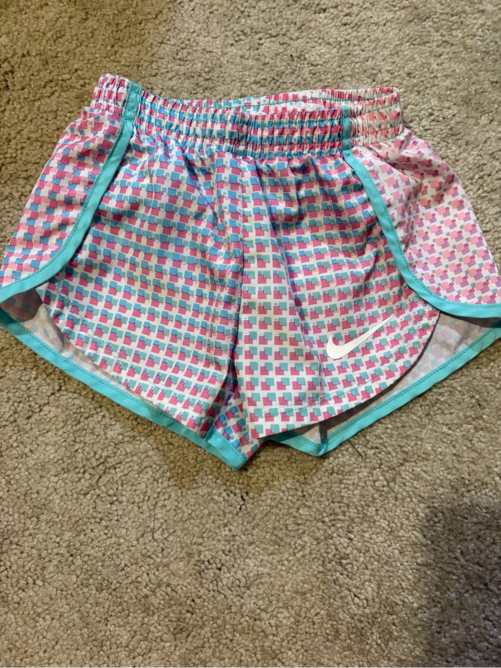 Nike Pink & Aqua Geometric Athletic Shorts
